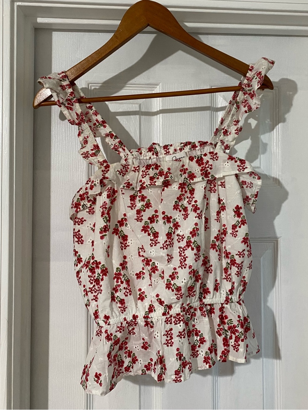 Joules White Camisole with Red Floral Print